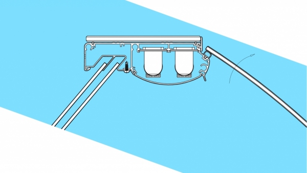 Tilt-down opening for linear glasses - NEM 116