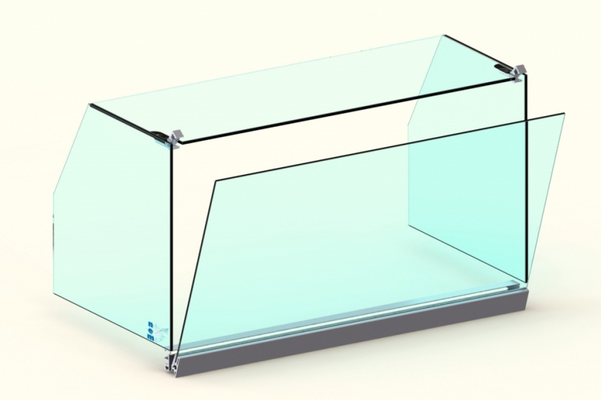 Tilt-forward opening system for tempered flat linea glasses - NEM 076 - 3