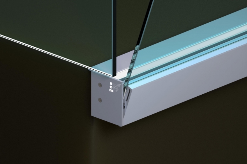 Tilt-forward opening system for tempered flat linea glasses - NEM 076 - 5