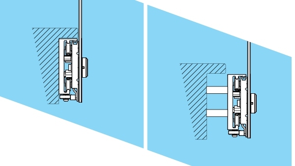 Side-slide opening system for tempered flat linear glass panels - NEM 154