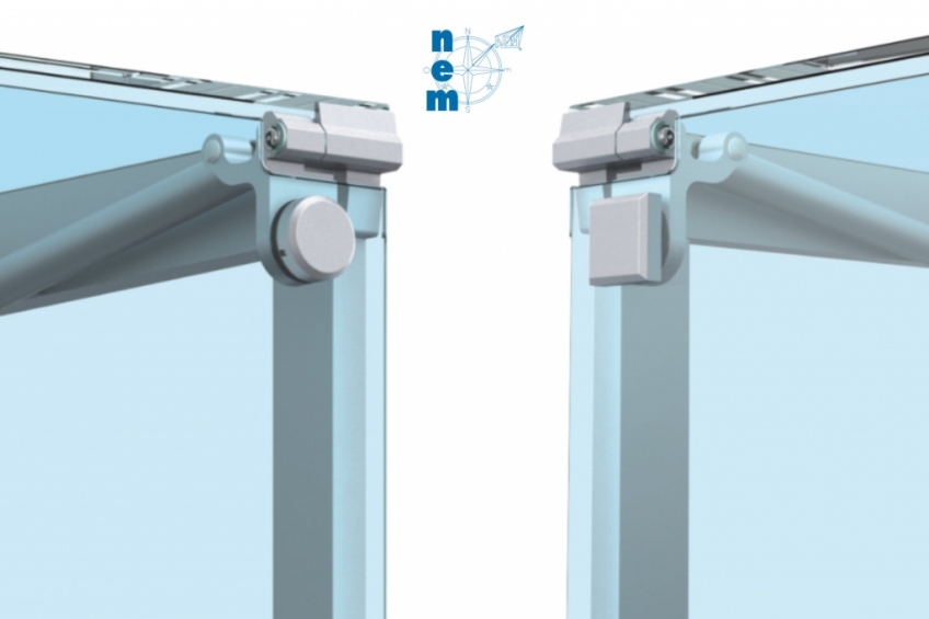 Professional stainless-steel lift-up opening system for linear flat glass panels - NEM 089 - 3
