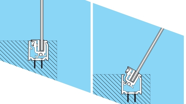 NEM 053 - Self-standing tilt down opening system for single and double glass panels